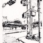 Abandoned Gas Station on 35th Street, ink on paper 2024