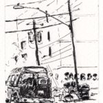 Near Hancock by Storage Units, ink on paper 2024