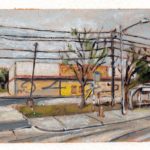 Abandoned Auto Parts Store On Pleasant Valley, gouache on paper, 3 by 4 inches, 2024