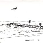 Galveston Jetty, ink on paper 2024