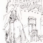Waiting In Line for Henna at Texas Renaissance Fest, ink on paper 2023